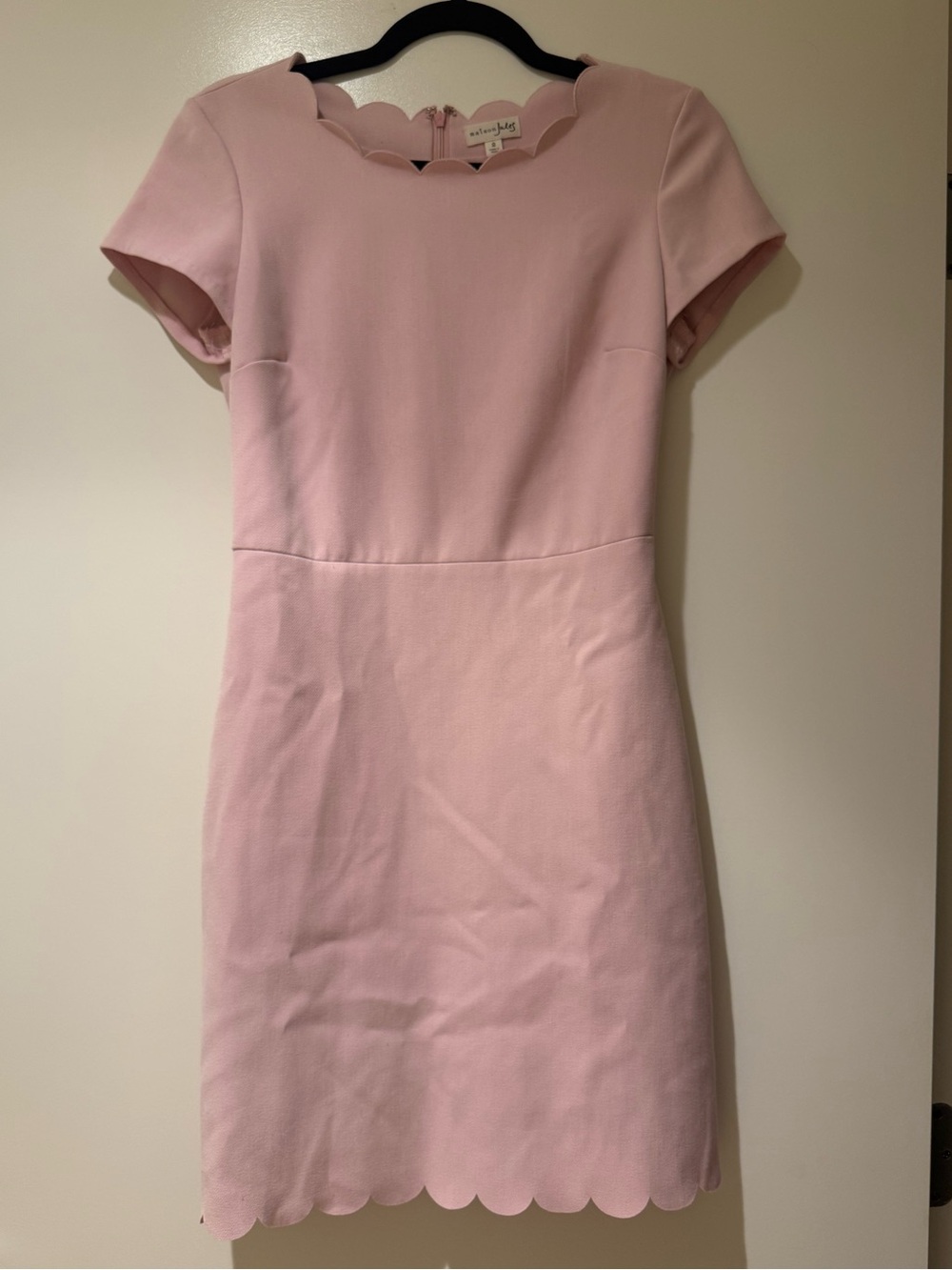 Maison Jules Pink Scallop-Trim Sheath Dress